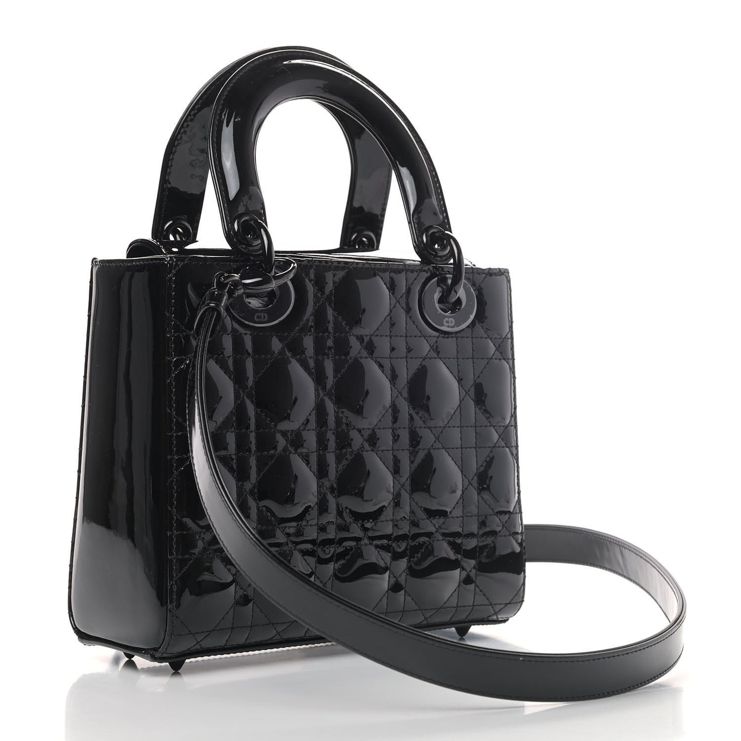 Patent Cannage Small Lady Dior Black