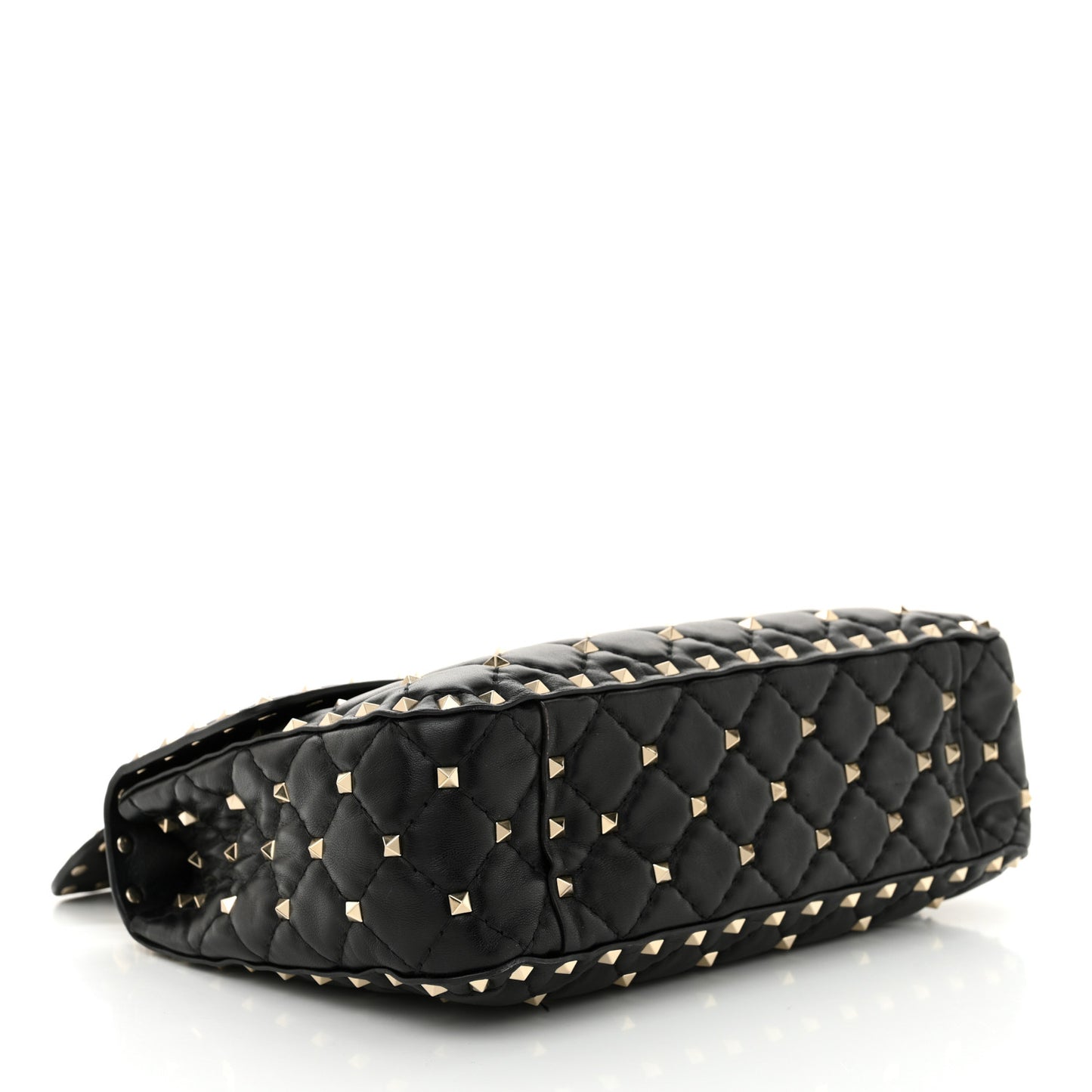 Lambskin Medium Rockstud Spike Shoulder Bag Black