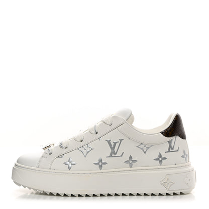 Louis Vuitton Calfskin Monogram Debossed Time Out Sneakers 36 White Silver 1 of 9