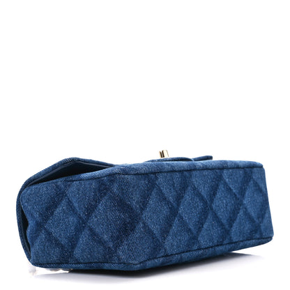 Chanel Printed Denim Quilted Mini Rectangular Flap Dark Blue 4 of 12