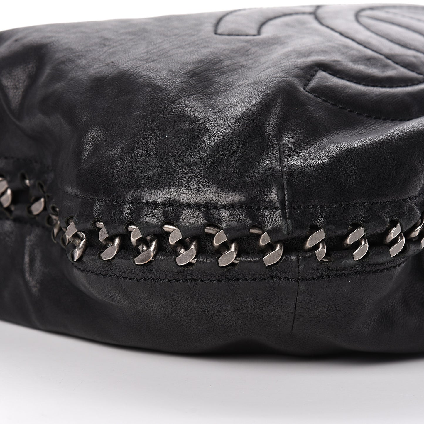 Calfskin Modern Chain Hobo Black