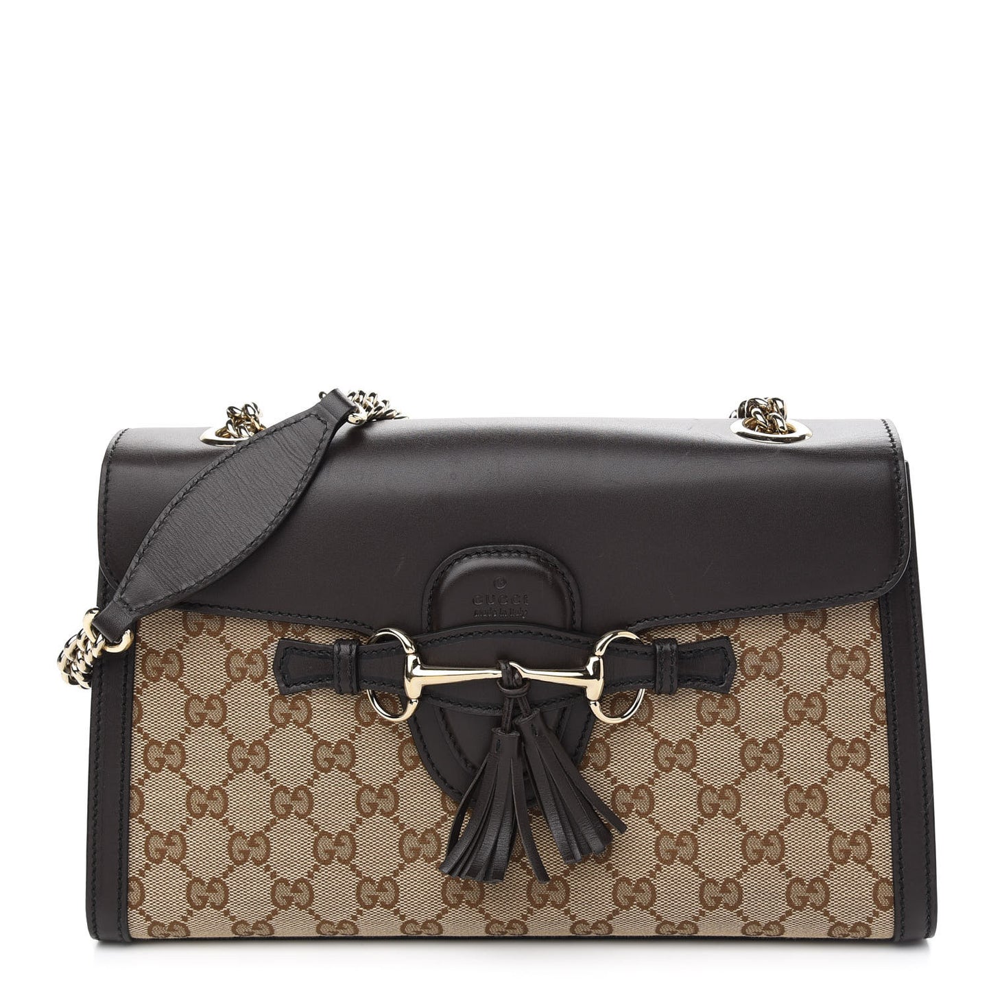 Monogram Margaux Calfskin Medium Emily Chain Shoulder Bag Beige Ebony Cocoa