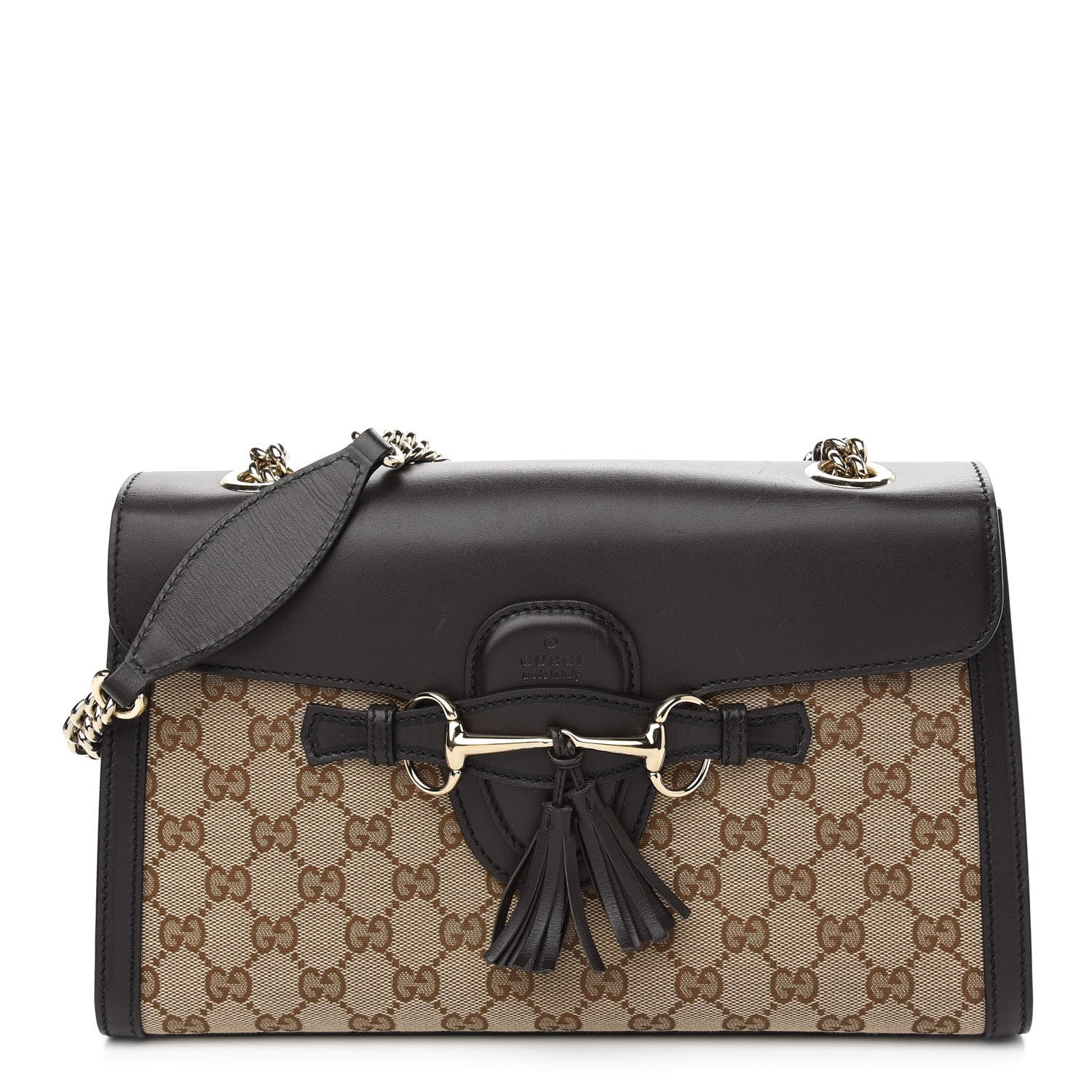 Gucci Monogram Margaux Calfskin Medium Emily Chain Shoulder Bag Beige Ebony Cocoa 1 of 9