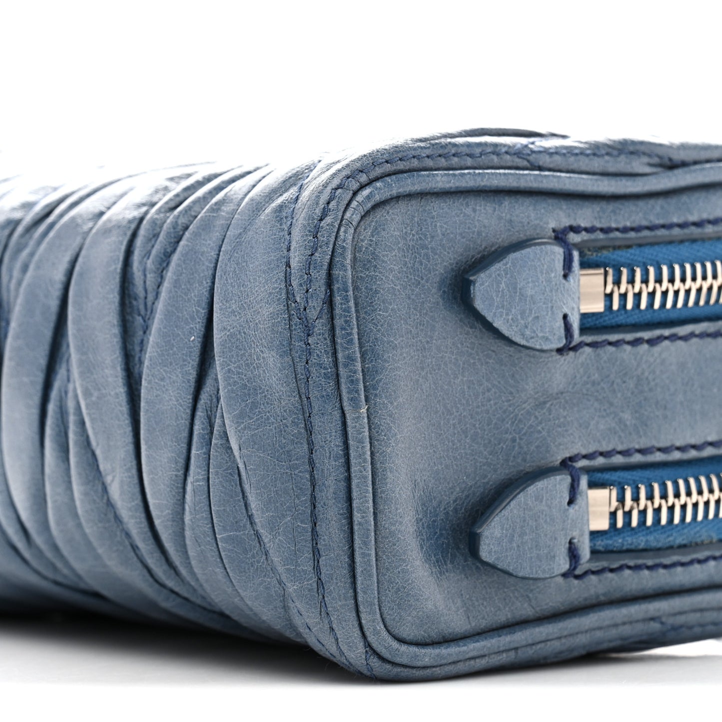 Vitello Lux Matelasse Double Zip Chain Crossbody Bag Oceano
