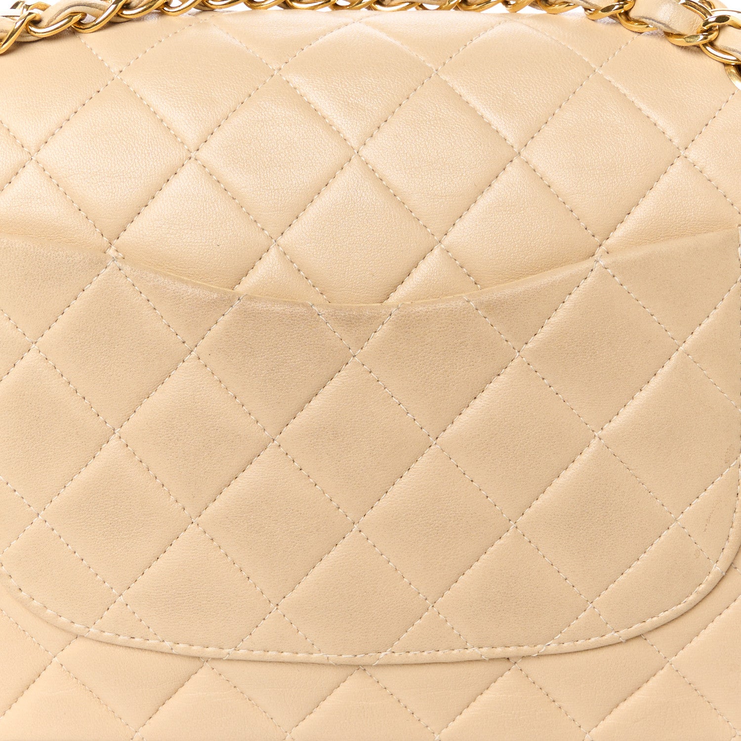 Chanel Lambskin Quilted Medium Double Flap Beige 13 of 17