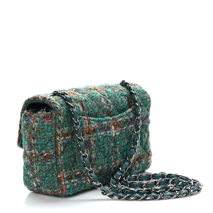 Chanel Tweed Quilted Mini Rectangular Flap Green 3 of 9
