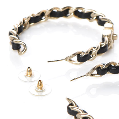 Chanel Lambskin Pearl More Is More CC Chain Hoop Earrings Gold Black 3 of 3