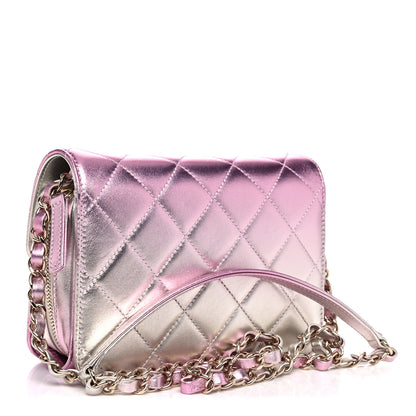 Chanel Metallic Lambskin Like A Wallet Flap Golden Pink 3 of 17