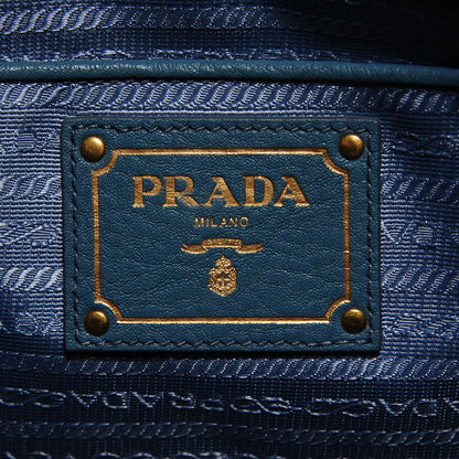 Prada Vitello Daino Large Shopping Tote Marine 7 of 11