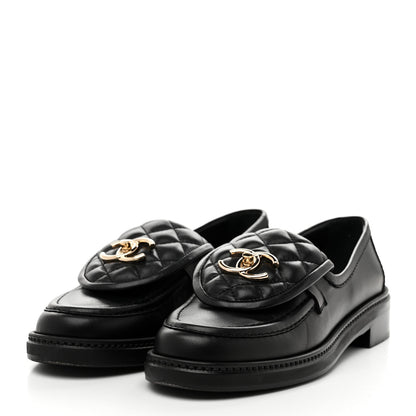 Chanel Lambskin Quilted CC Turnlock Loafers 36 Black 4 of 10