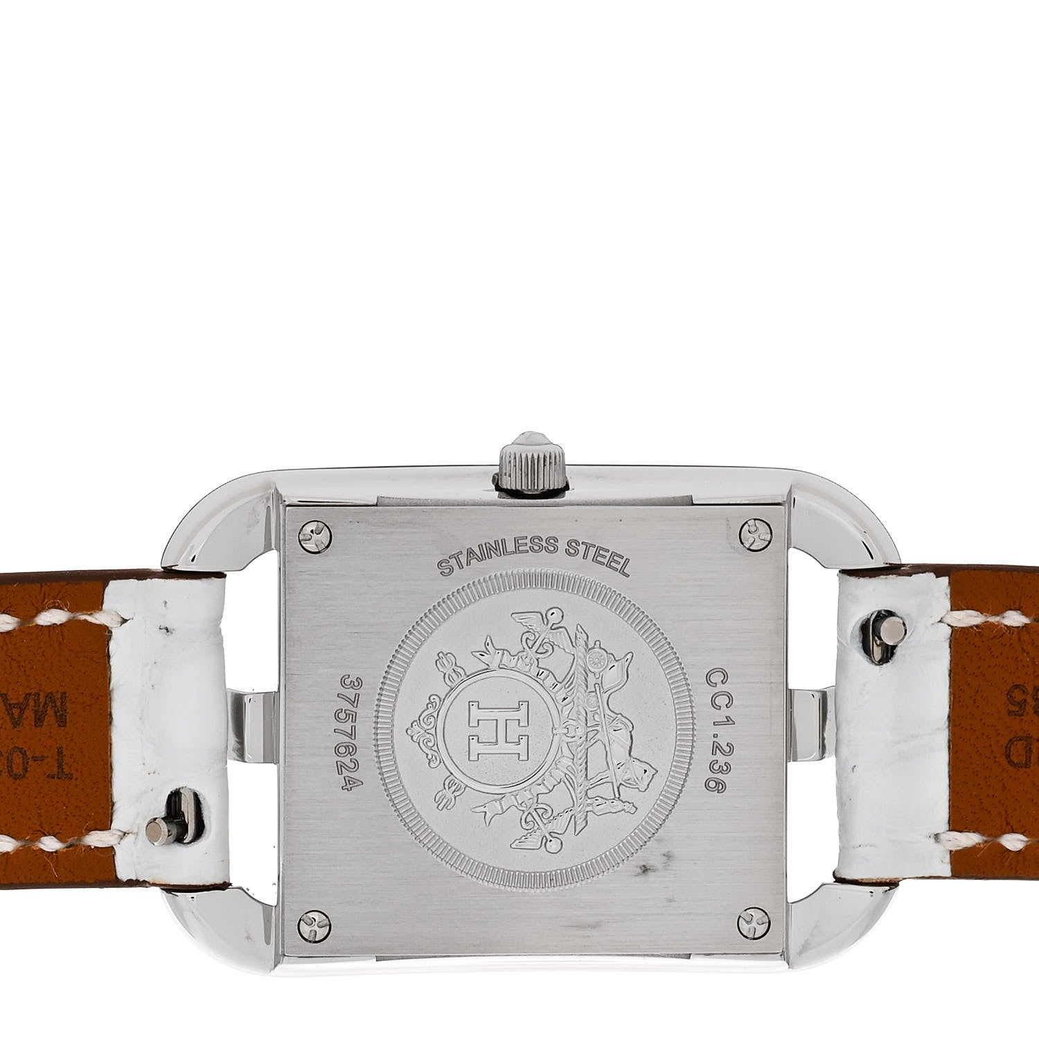 Hermes Stainless Steel Alligator Diamond Mother of Pearl 23mm Cape Cod Quartz Watch Bleu Brum 4 of 5