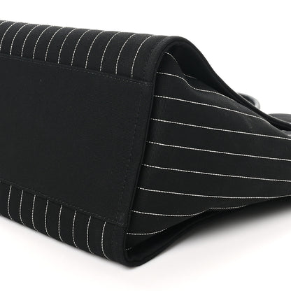 Chanel Canvas Calfskin Striped Medium Deauville Tote Black White 11 of 11