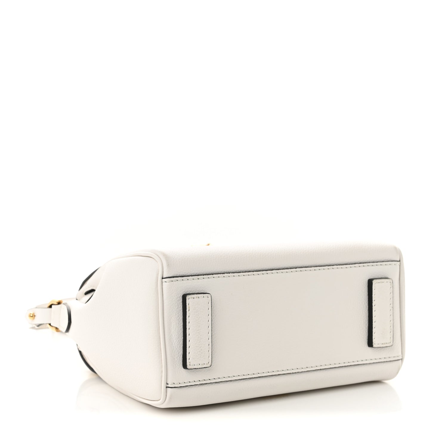 Grained Calfskin Small La Medusa Top Handle Bag Black White