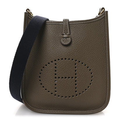 Hermes Taurillon Clemence Amazone Evelyne TPM Etoupe Bleu Indigo 1 of 11