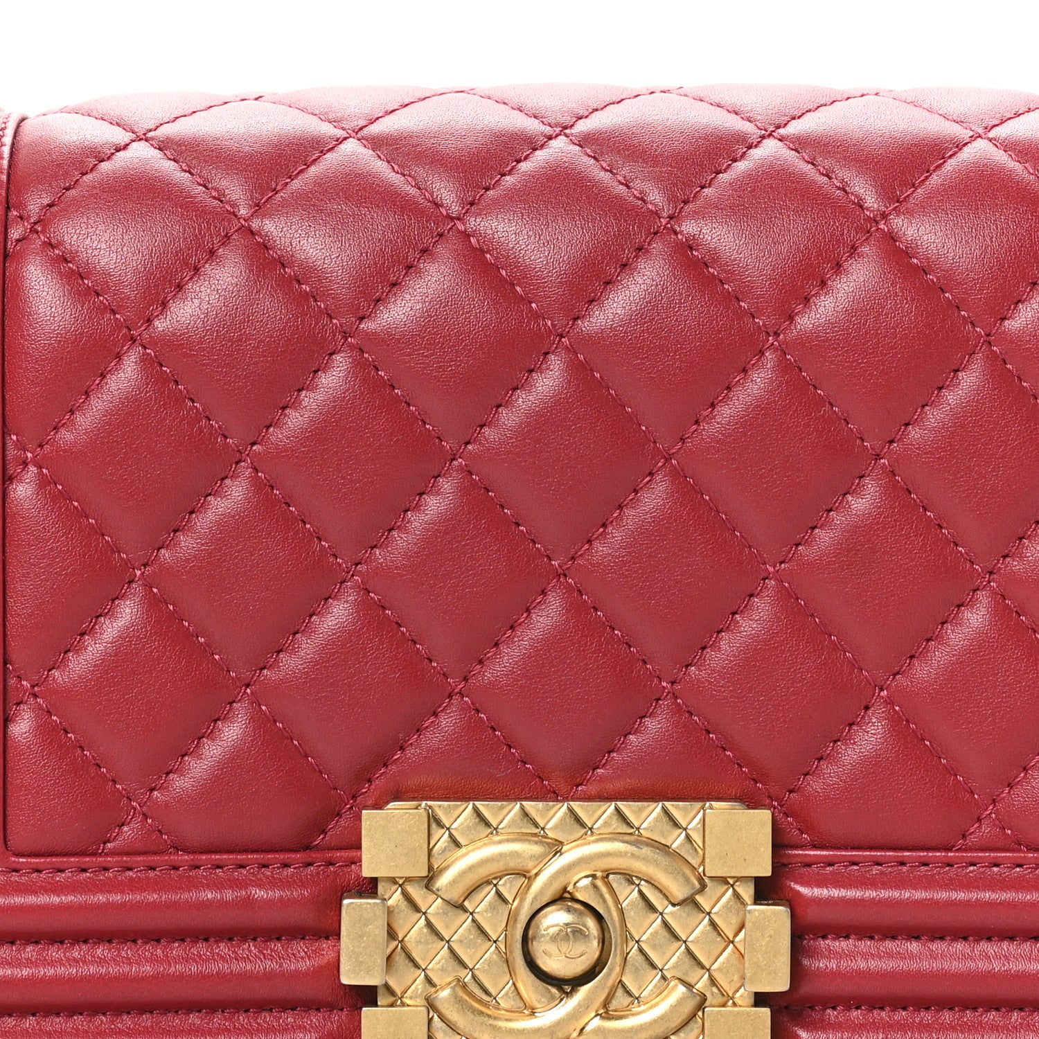 Chanel Calfskin Quilted Small Boy Logo Top Handle Flap Red 8 of 10