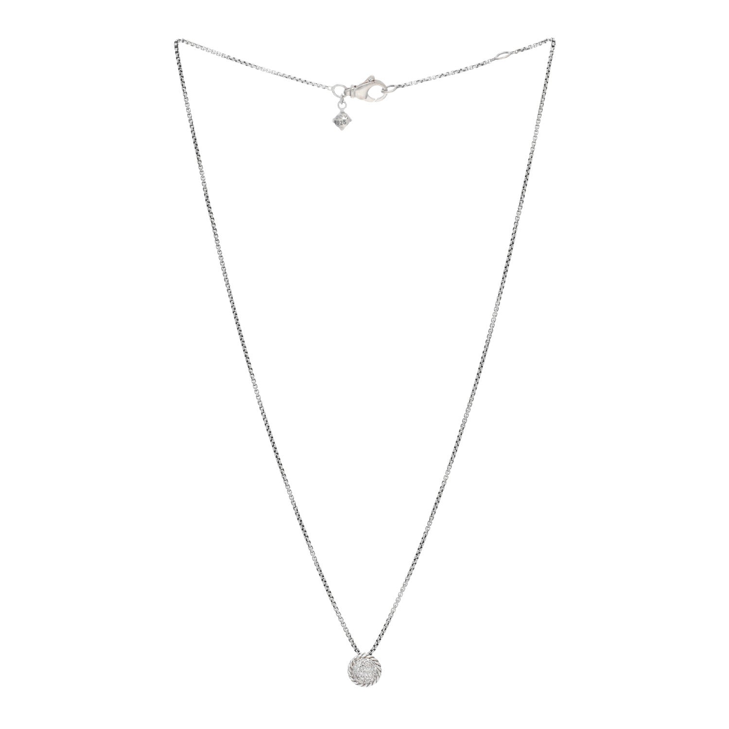 David Yurman Sterling Silver Diamond 9mm Petite Pave Pendant Necklace 2 of 4