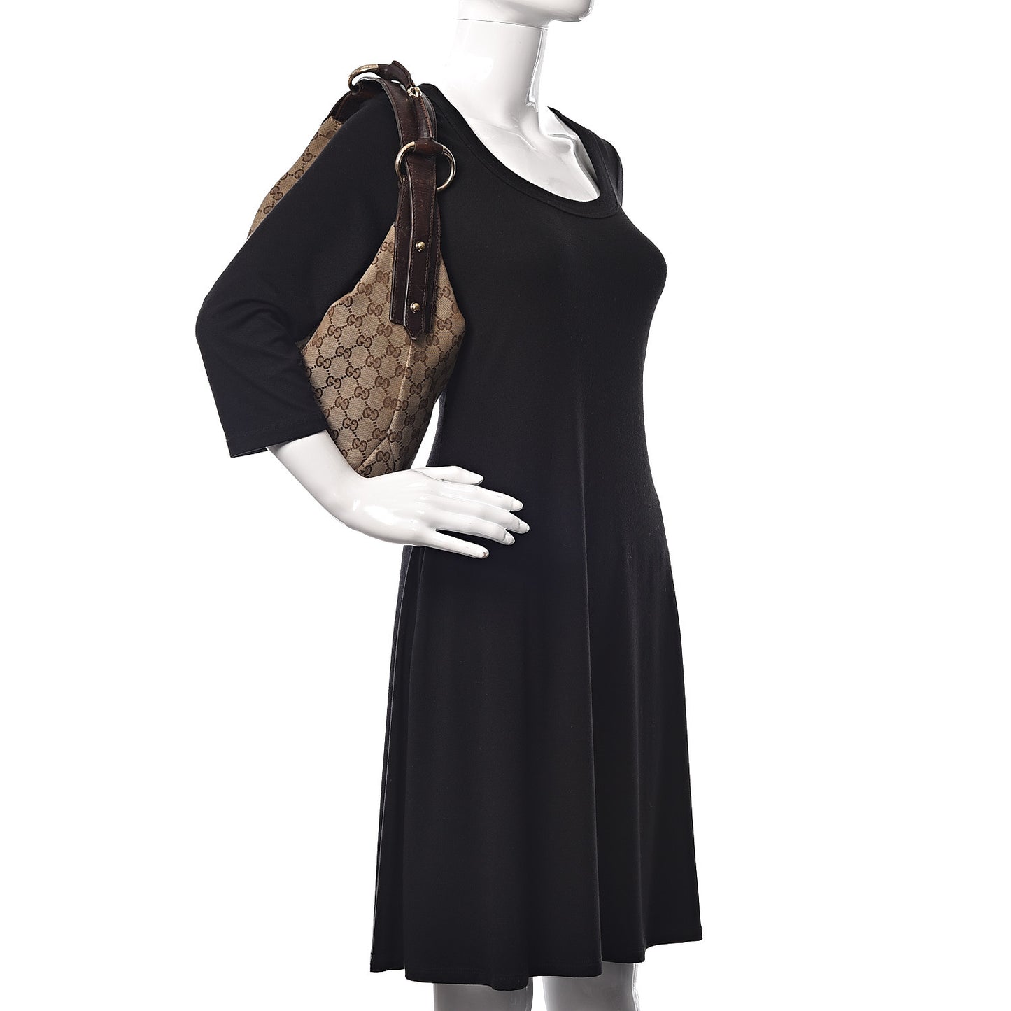 Monogram Medium Horsebit Chain Hobo Dark Brown