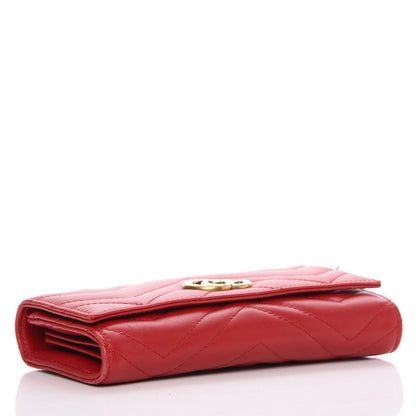 Gucci Calfskin Matelasse GG Marmont Continental Wallet Hibiscus Red 4 of 12