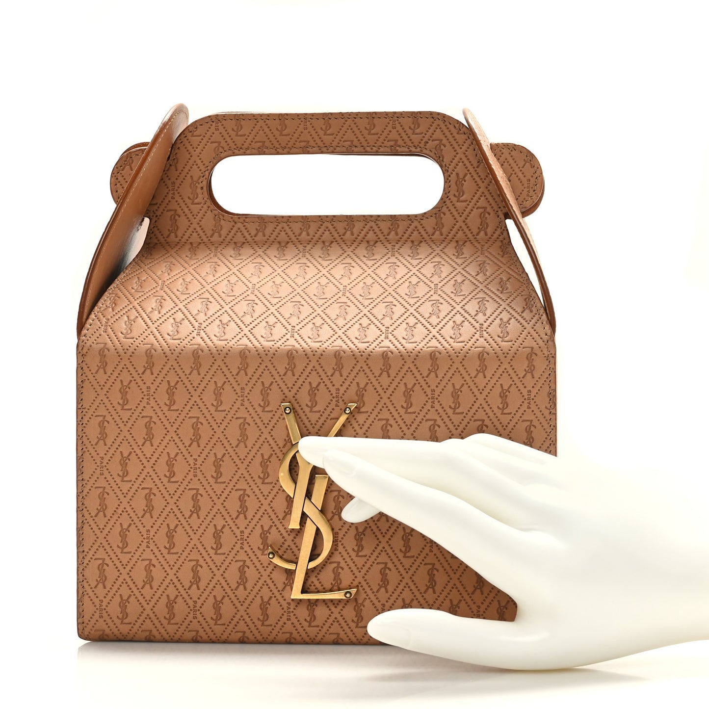 Calfskin Monogram Take Away Box Dusty Vintage Brown Gold