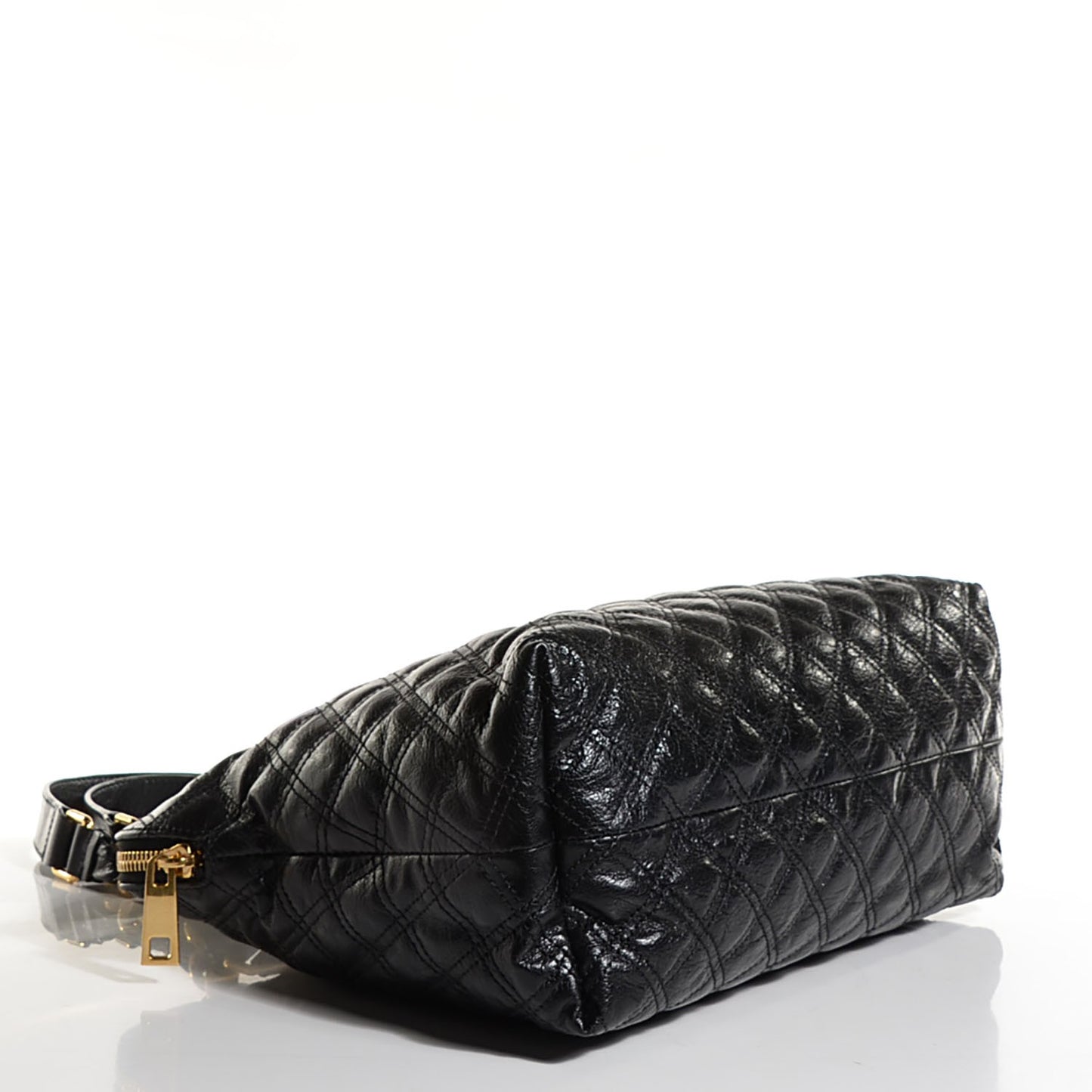 Lacquered Goatskin Quilted Karlie Satchel Black