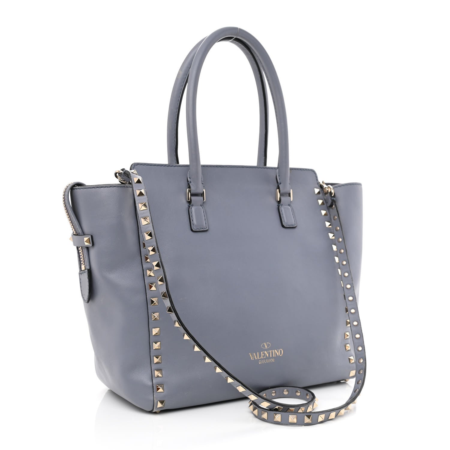 Valentino Garavani Vitello Rockstud Double Handle Tote London Stone 3 of 14