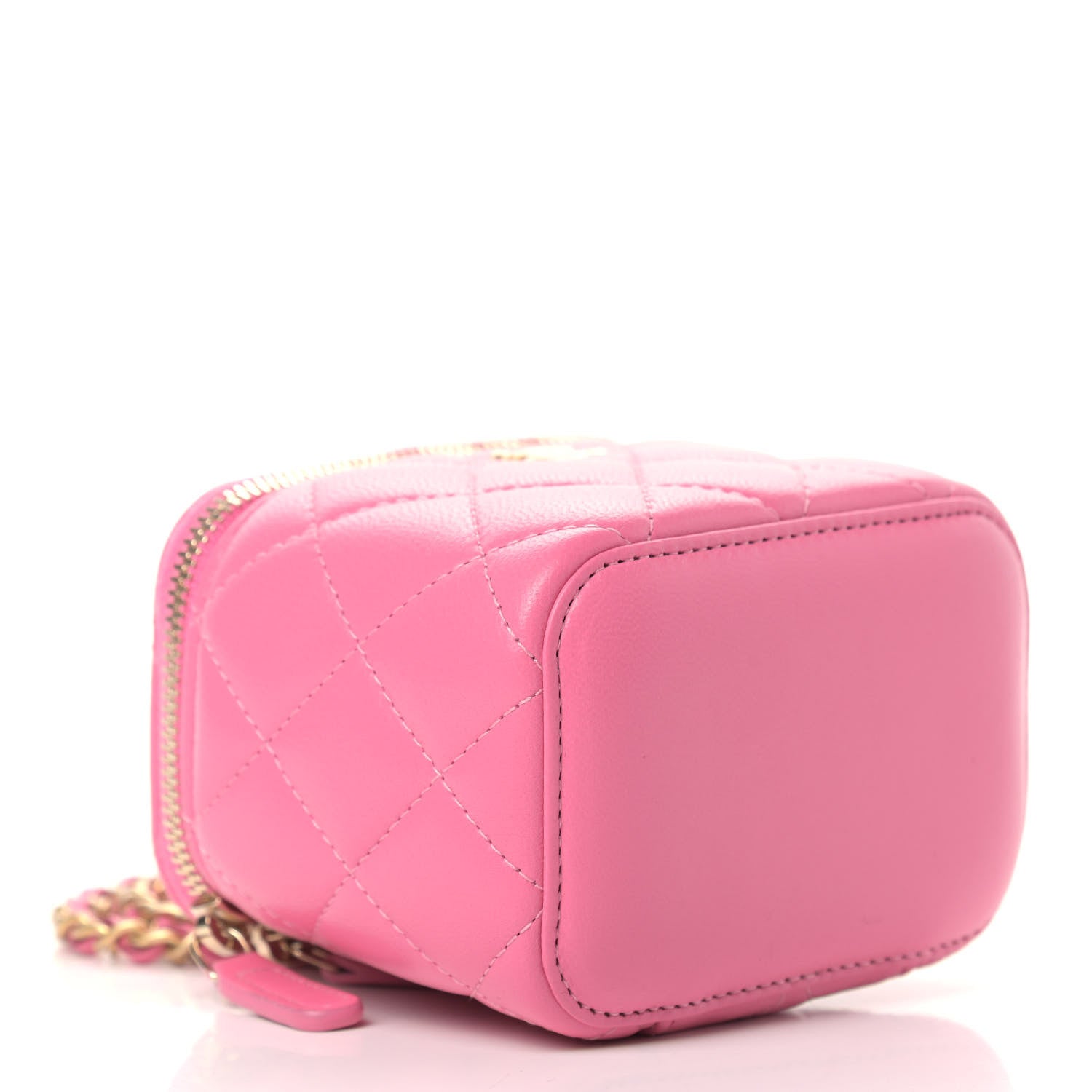 Chanel Lambskin Quilted Pearl Crush Mini Vanity Case With Chain Pink 4 of 10