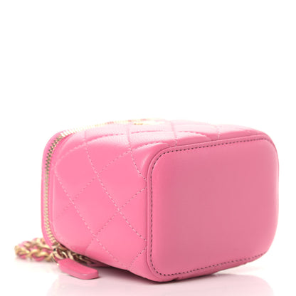 Chanel Lambskin Quilted Pearl Crush Mini Vanity Case With Chain Pink 4 of 10