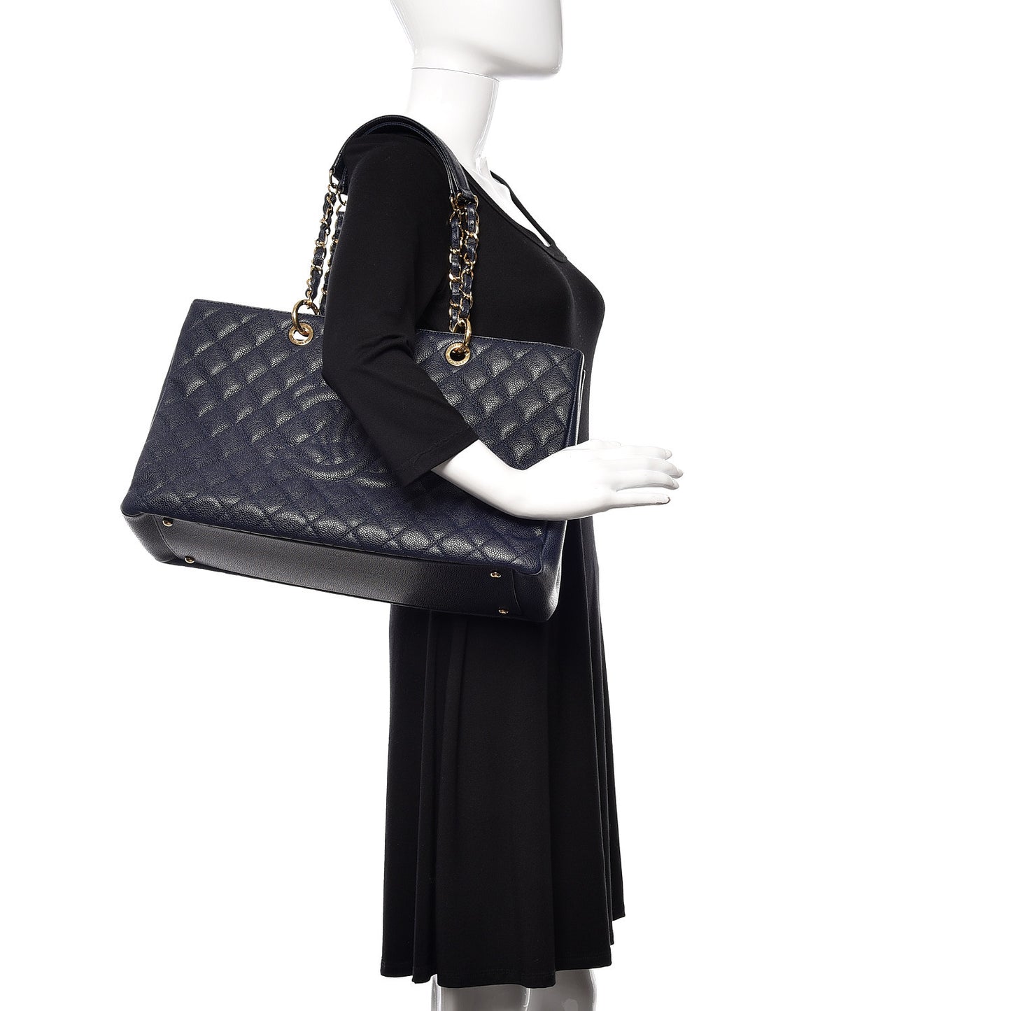 Caviar Quilted XL Grand Shopping Tote GST Blue