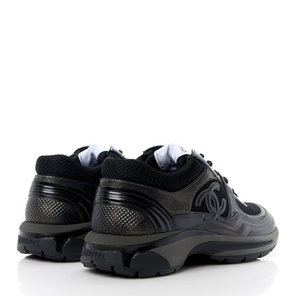 Chanel Fabric Laminated Calfskin Stretch CC Womens Sneakers 39.5 Black 4 of 9