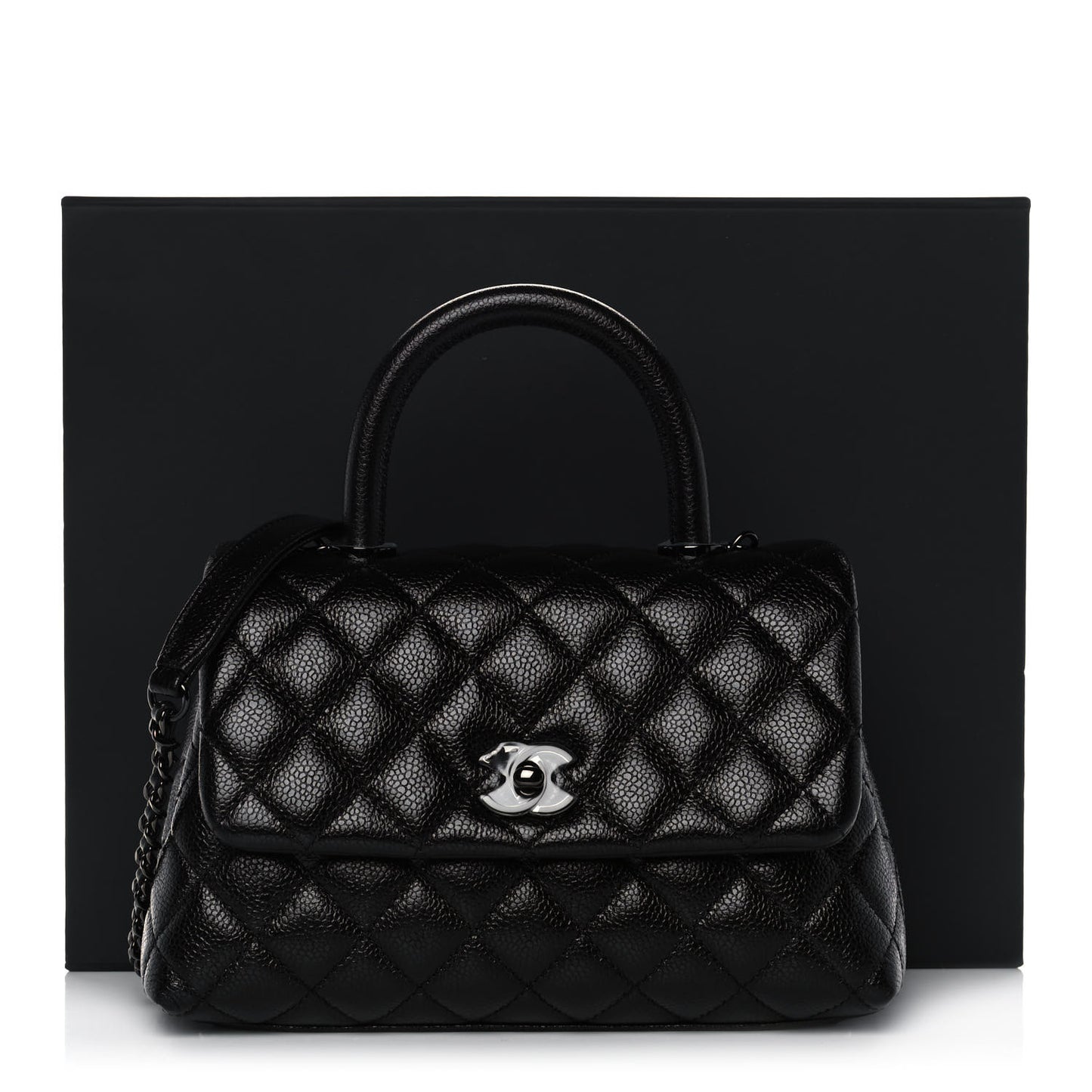 Caviar Quilted Mini Coco Handle Flap So Black