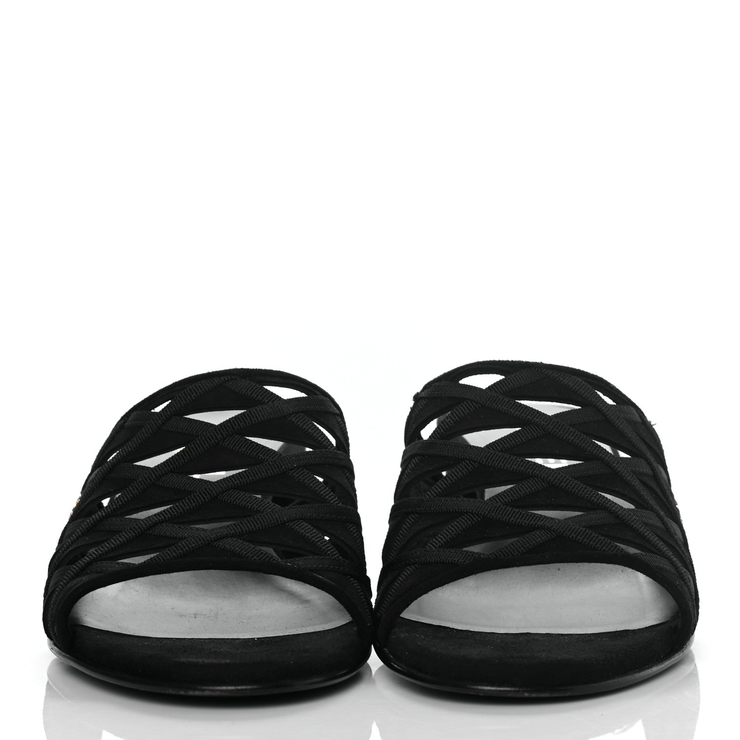 Chanel Suede Grosgrain Sandals 40 Black 2 of 7
