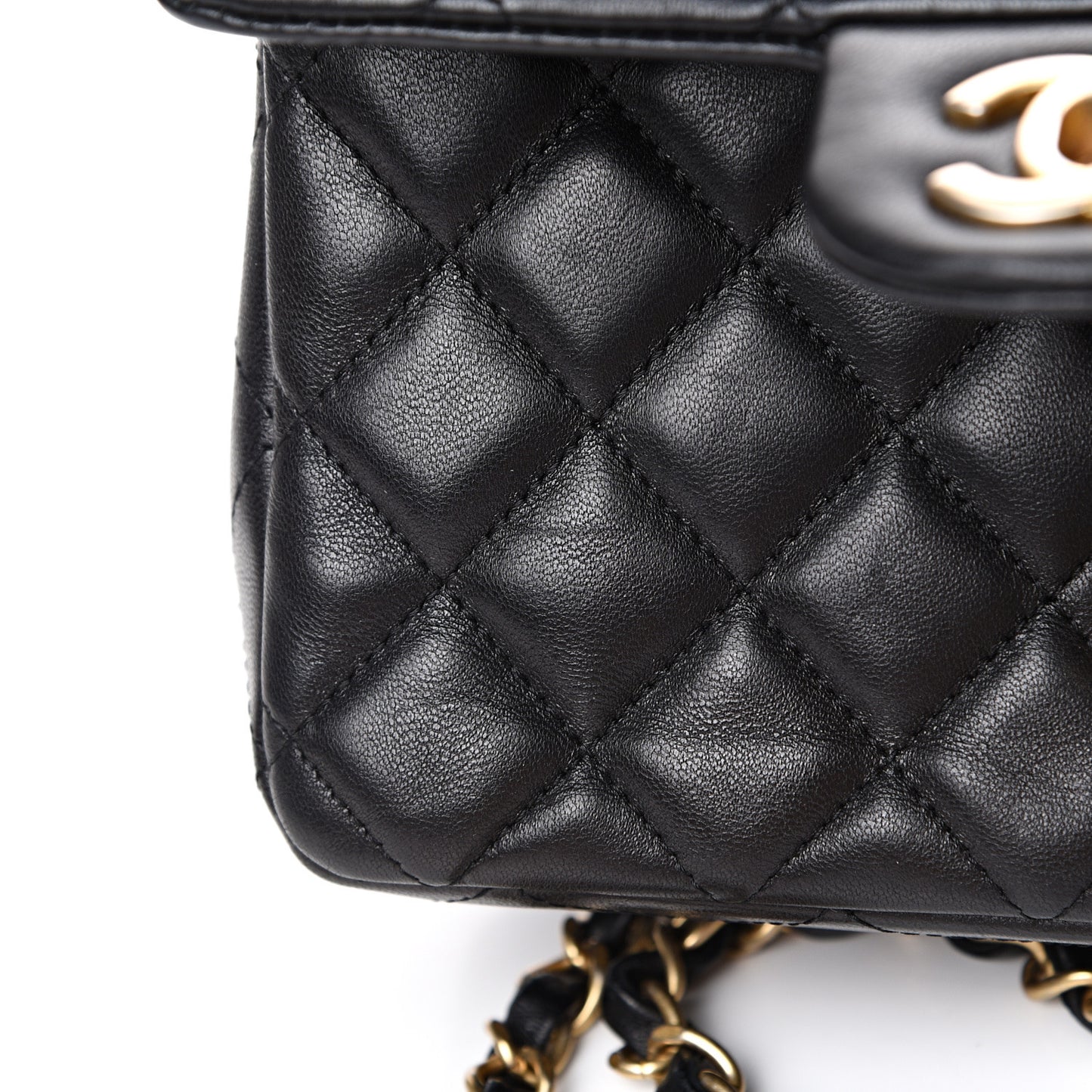 Lambskin Quilted Mini Rectangular Flap Black