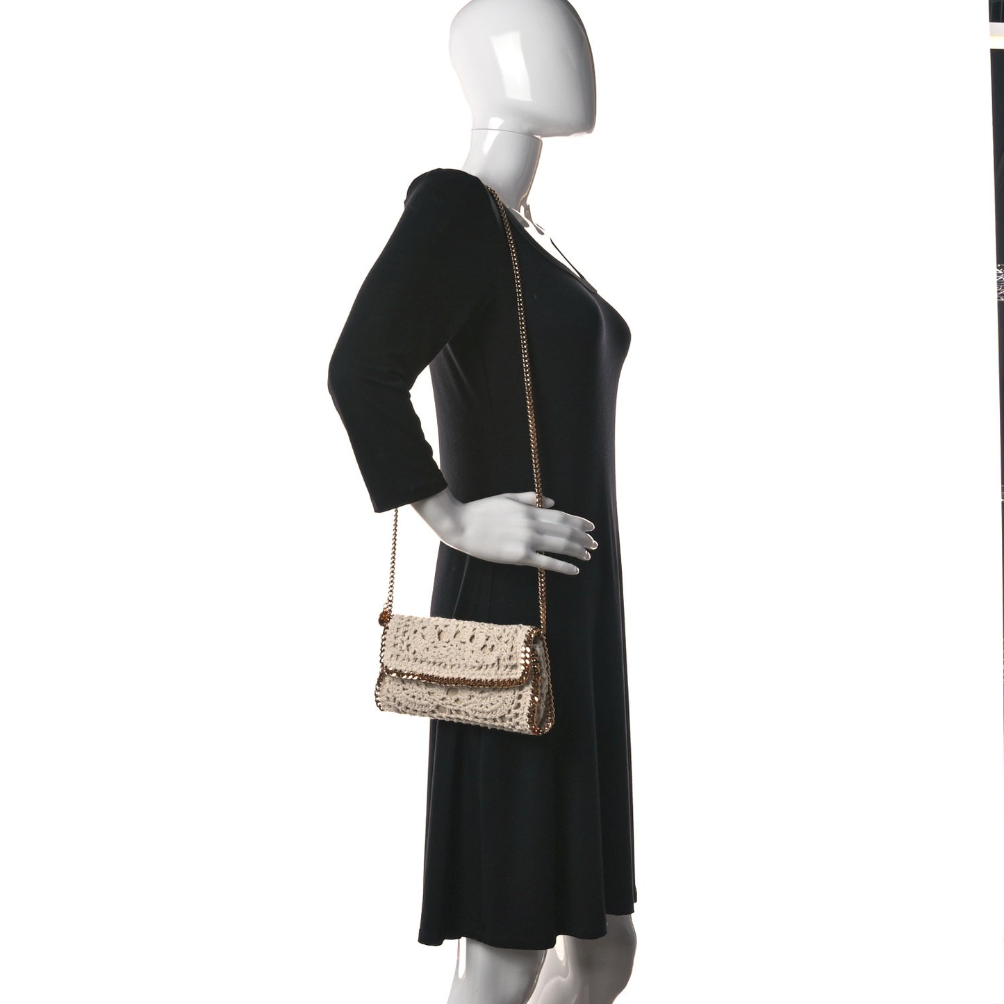Cotton Crochet Falabella Crossbody Bag White