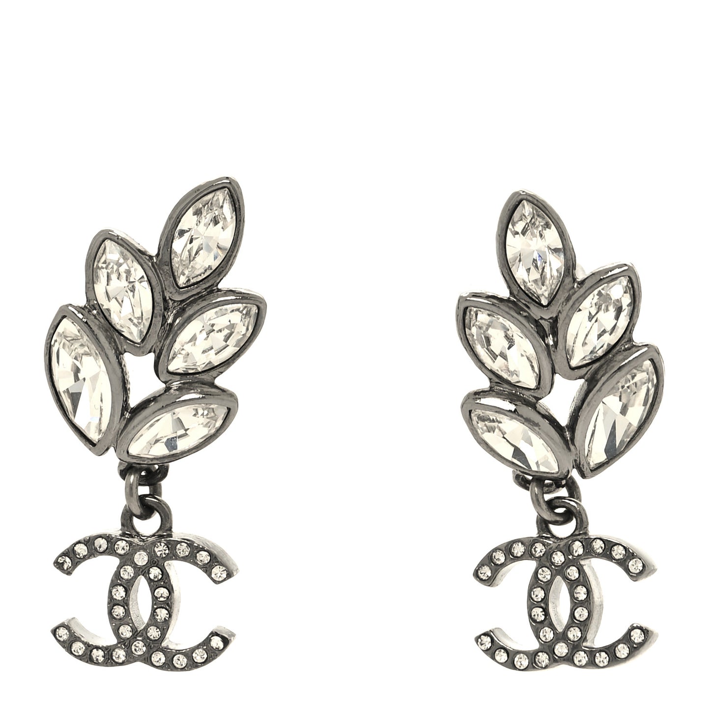 Crystal Sparkling Wheat CC Drop Earrings Silver
