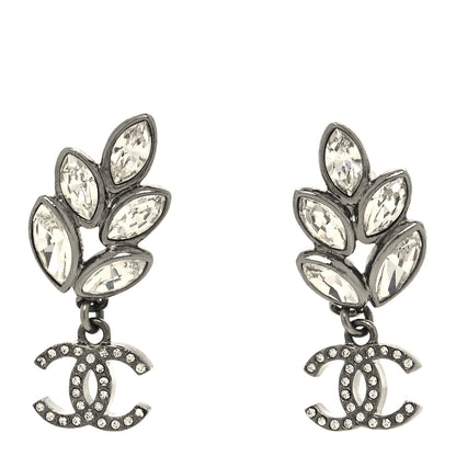 Chanel Crystal Sparkling Wheat CC Drop Earrings Silver 1 of 5