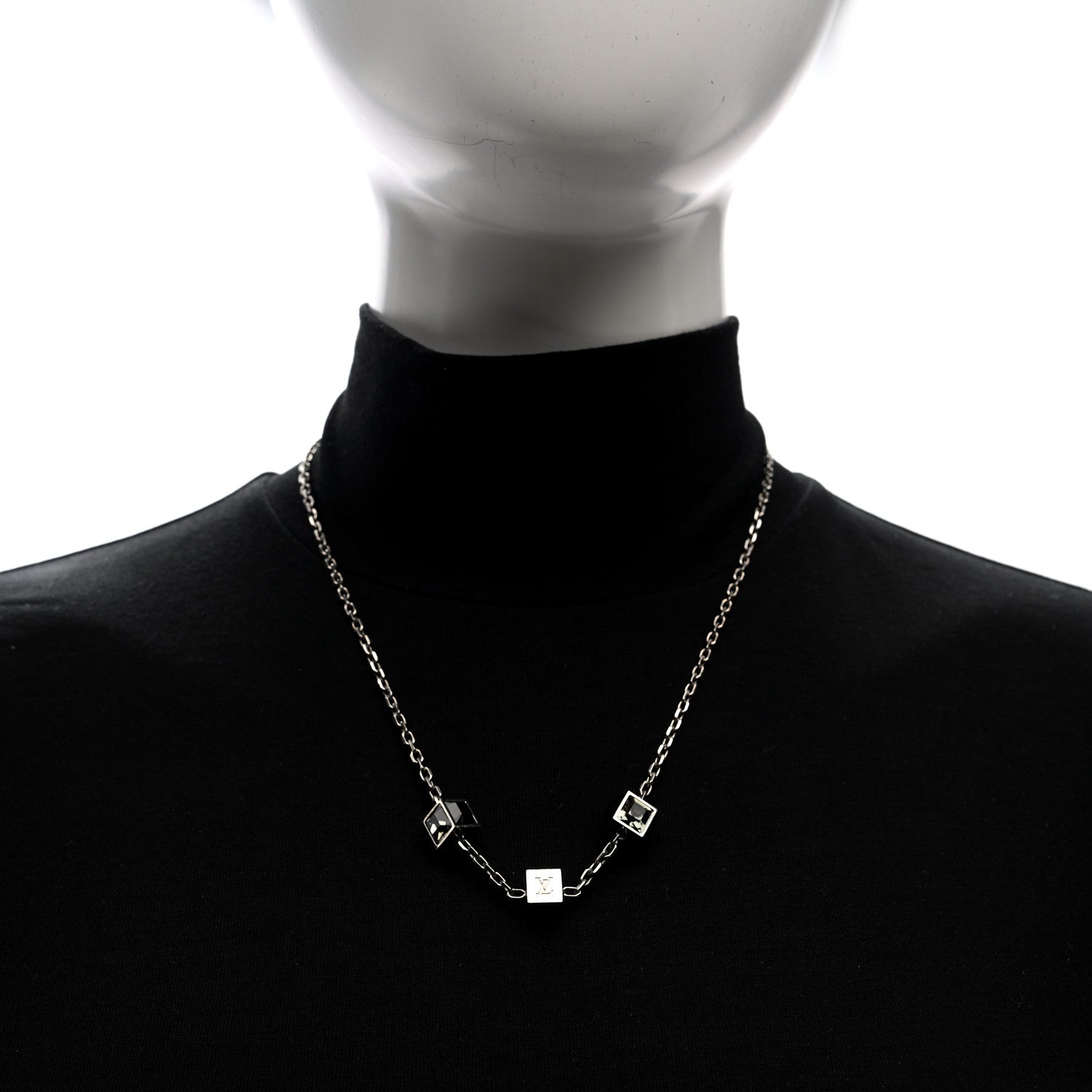 Louis Vuitton Swarovski Gamble Short Necklace Silver 4 of 4