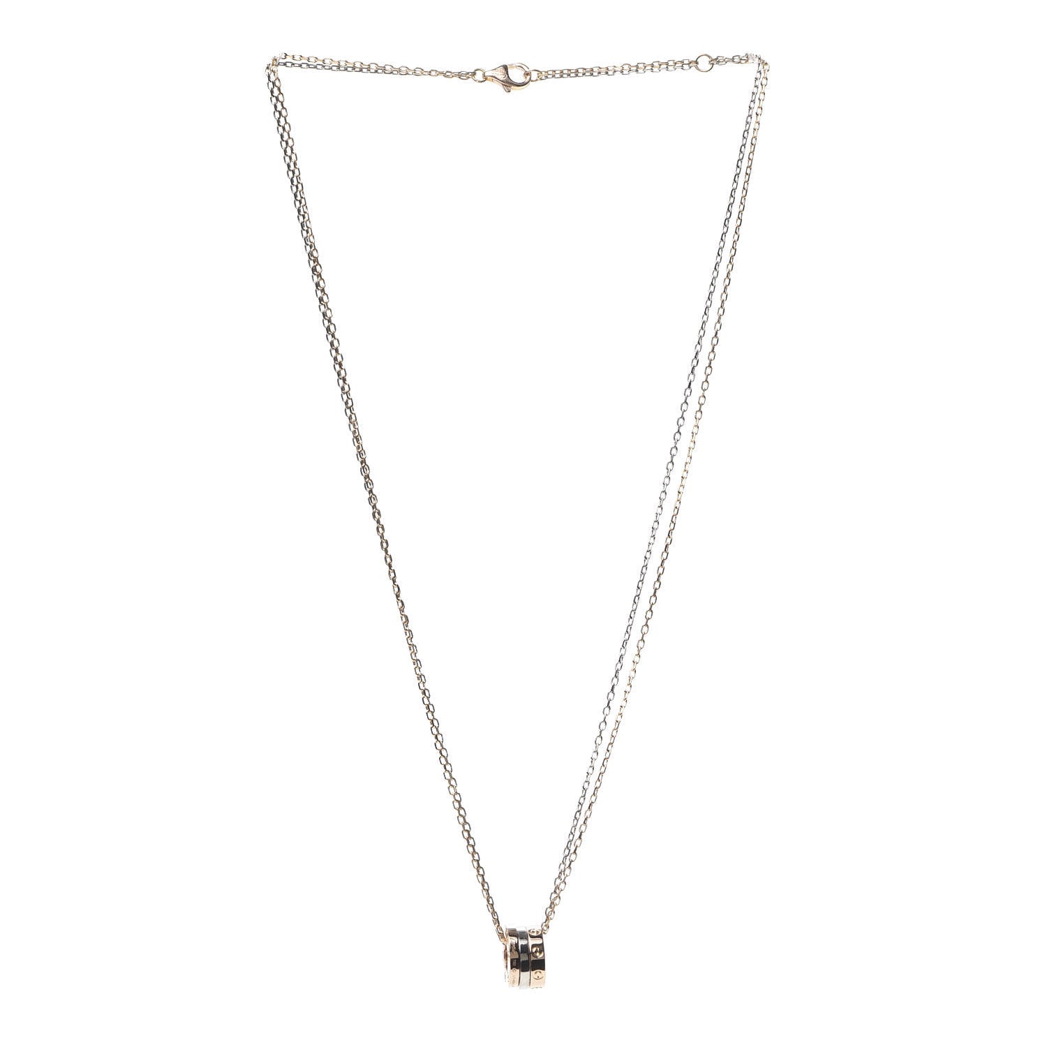 Cartier 18K White Pink Gold Diamond Three Ring LOVE Pendant Necklace 3 of 6