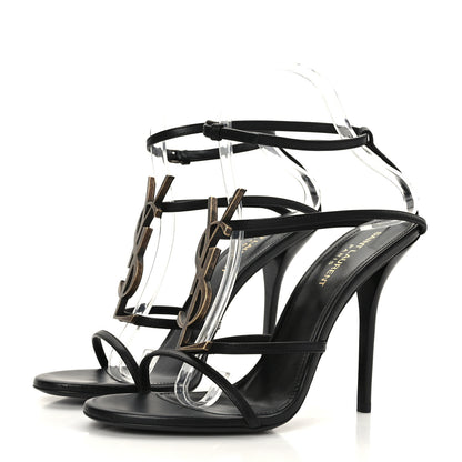 Saint Laurent Calfskin Cassandra 110 Sandals 38.5 Black 3 of 7