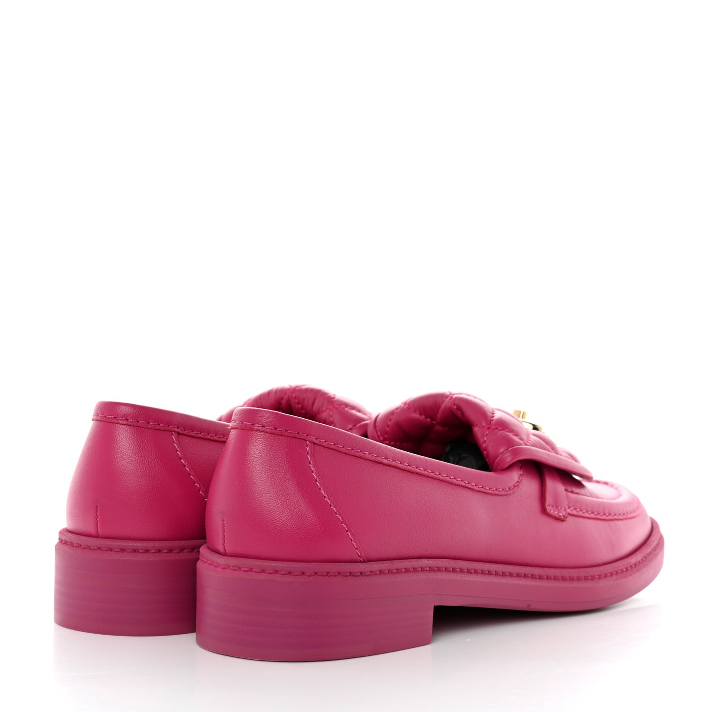 Lambskin Quilted CC Turnlock Loafers 38.5 Fuchsia