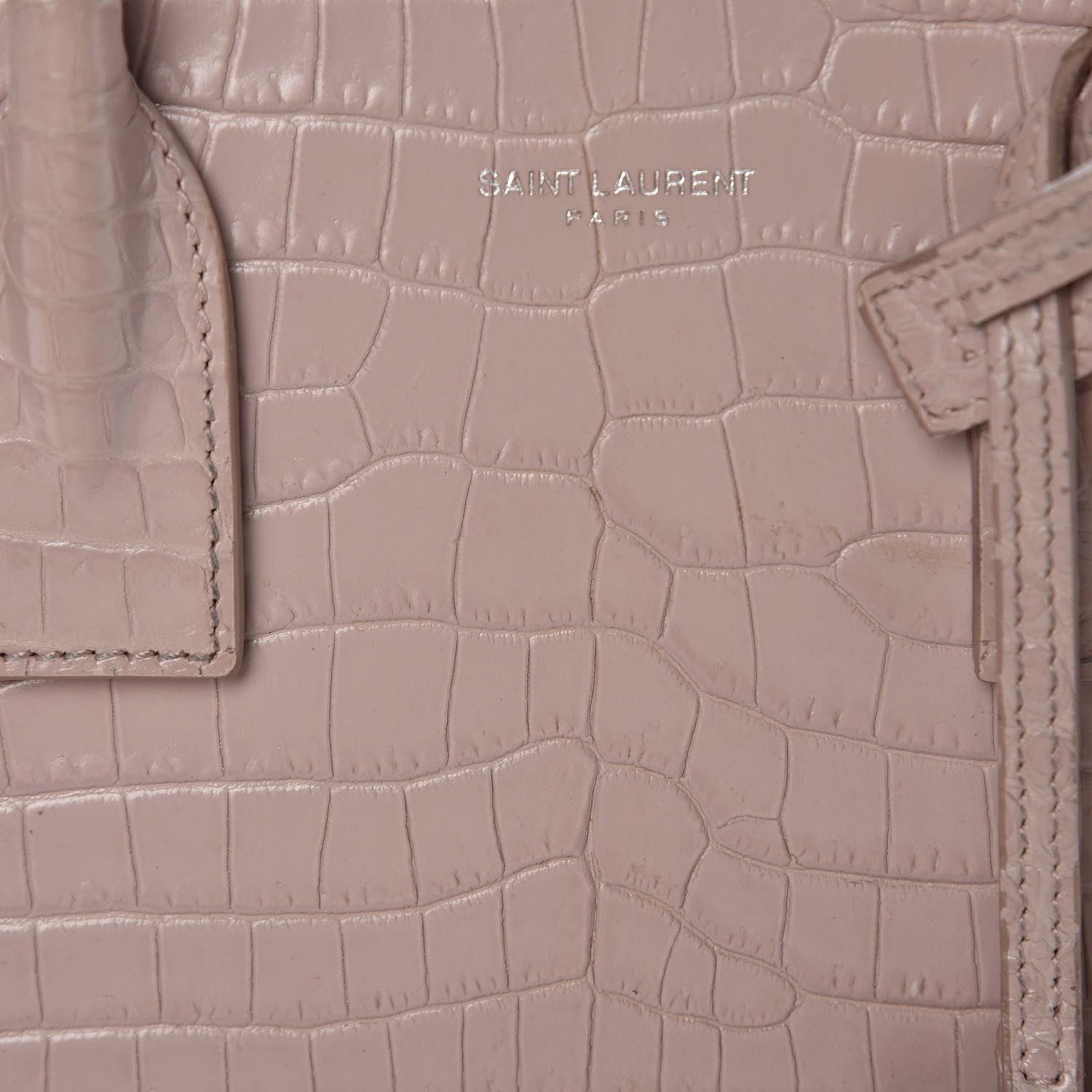 Saint Laurent Calfskin Crocodile Embossed Baby Sac De Jour Rose Antic 9 of 29