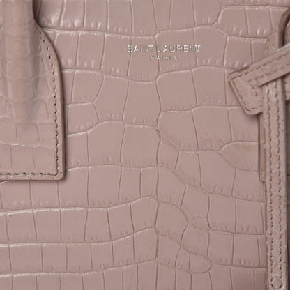 Saint Laurent Calfskin Crocodile Embossed Baby Sac De Jour Rose Antic 9 of 29