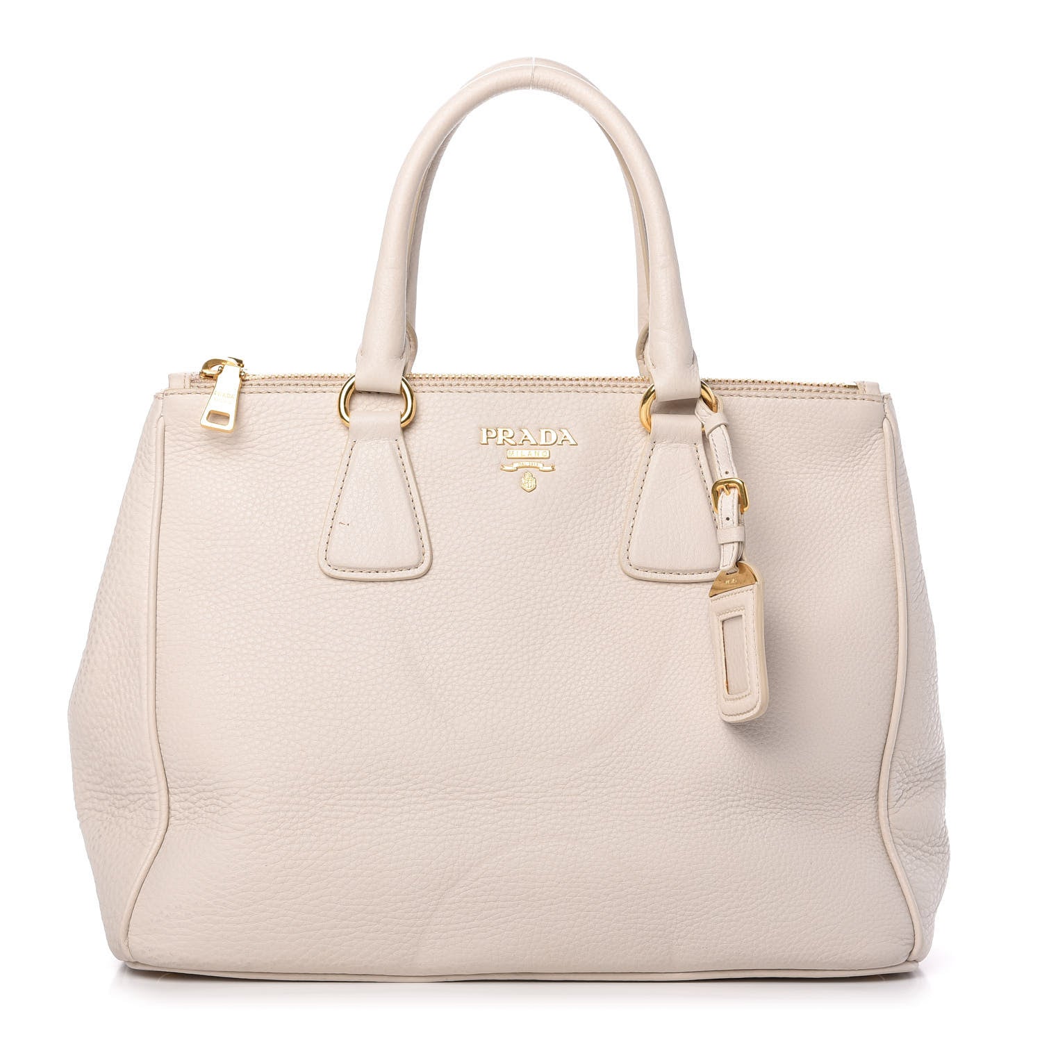 Prada Vitello Daino Large Double Zip Tote Talco 1 of 11