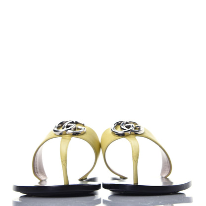 Gucci Calfskin GG Marmont Thong Sandals 36 Banana 2 of 8