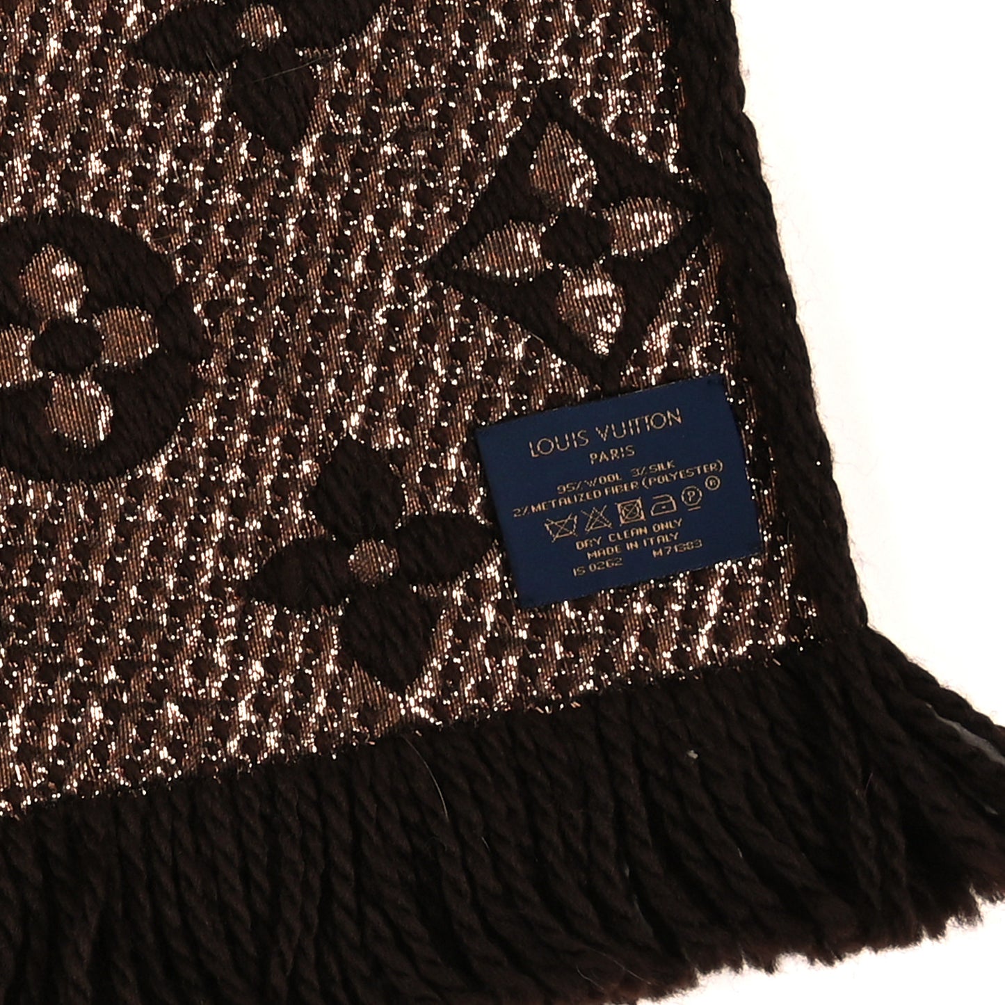 Wool Silk Logomania Shine Scarf Marron