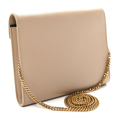 Saint Laurent Grain De Poudre Monogram Cassandra Chain Wallet Dark Beige 3 of 10
