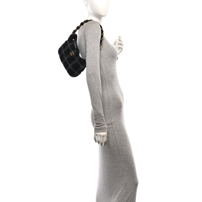 Chanel Cashmere Tweed Quilted CC Links Hobo Black Grey 2 of 11