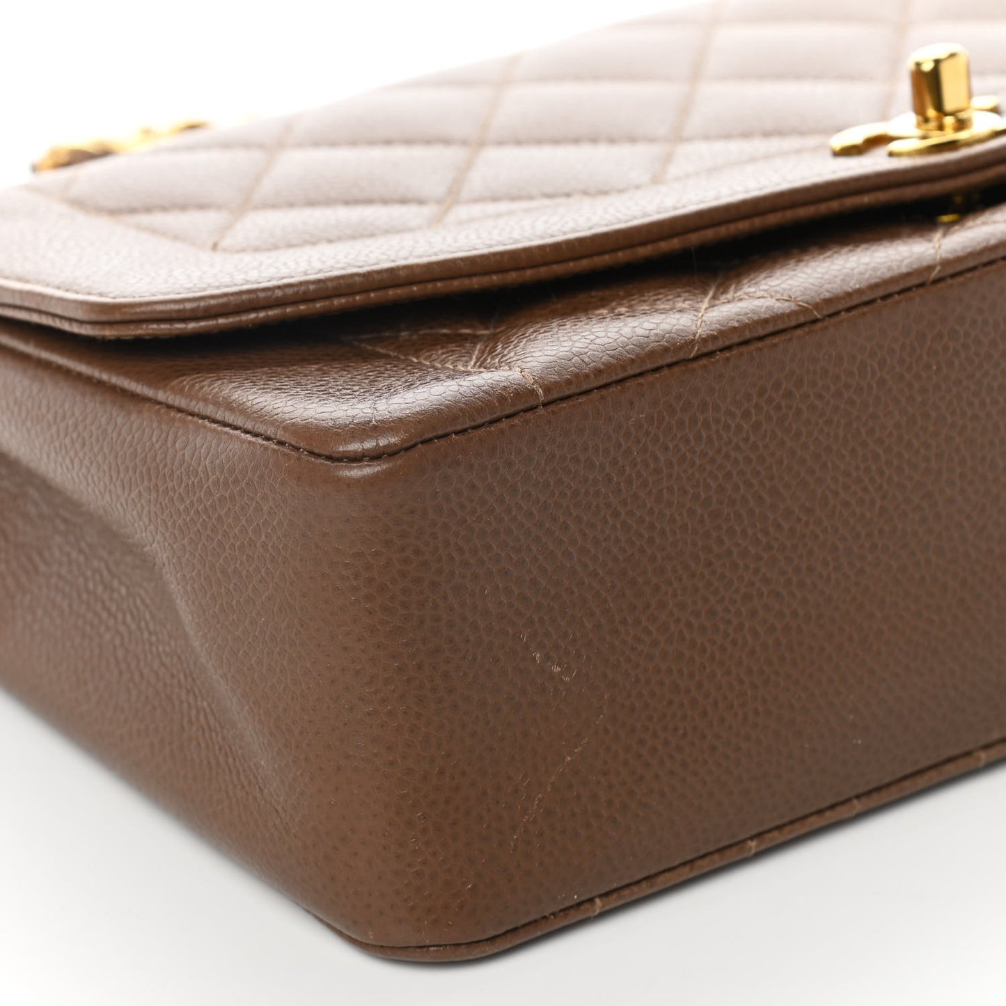 Caviar Quilted Medium Single Flap Brown