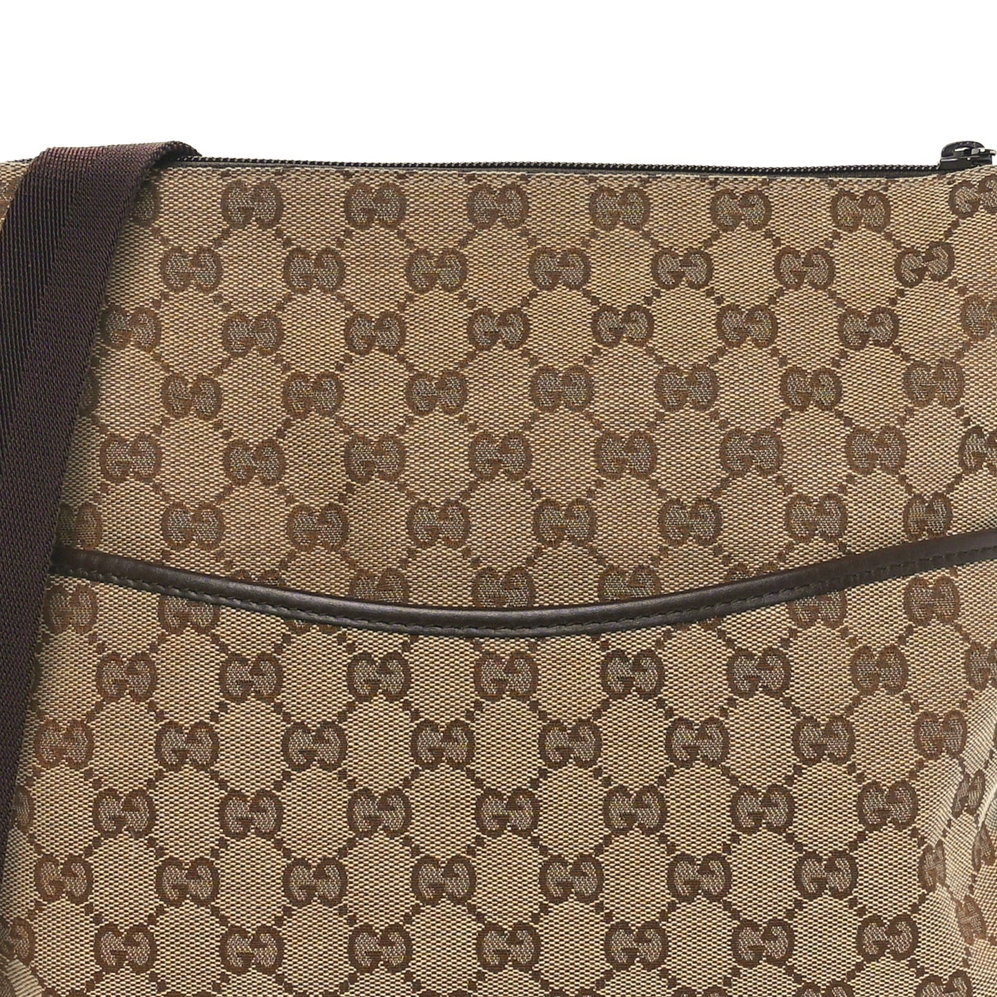 Monogram Calfskin Perforated Medium Flat Messenger Bag Dark Brown