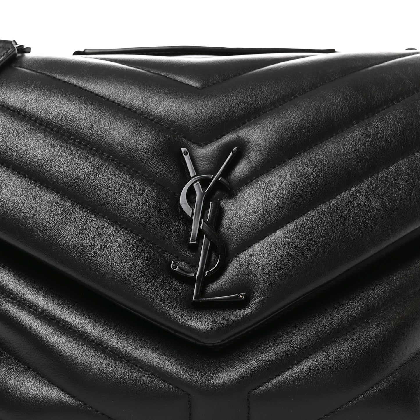 Calfskin Y Quilted Monogram Monochrome Medium Loulou Chain Satchel Black