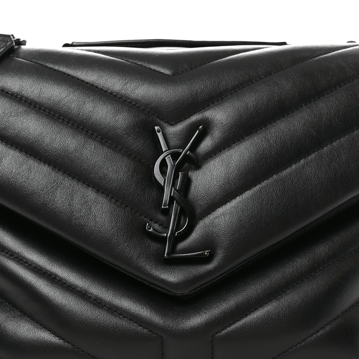 Saint Laurent Calfskin Y Quilted Monogram Monochrome Medium Loulou Chain Satchel Black 8 of 10